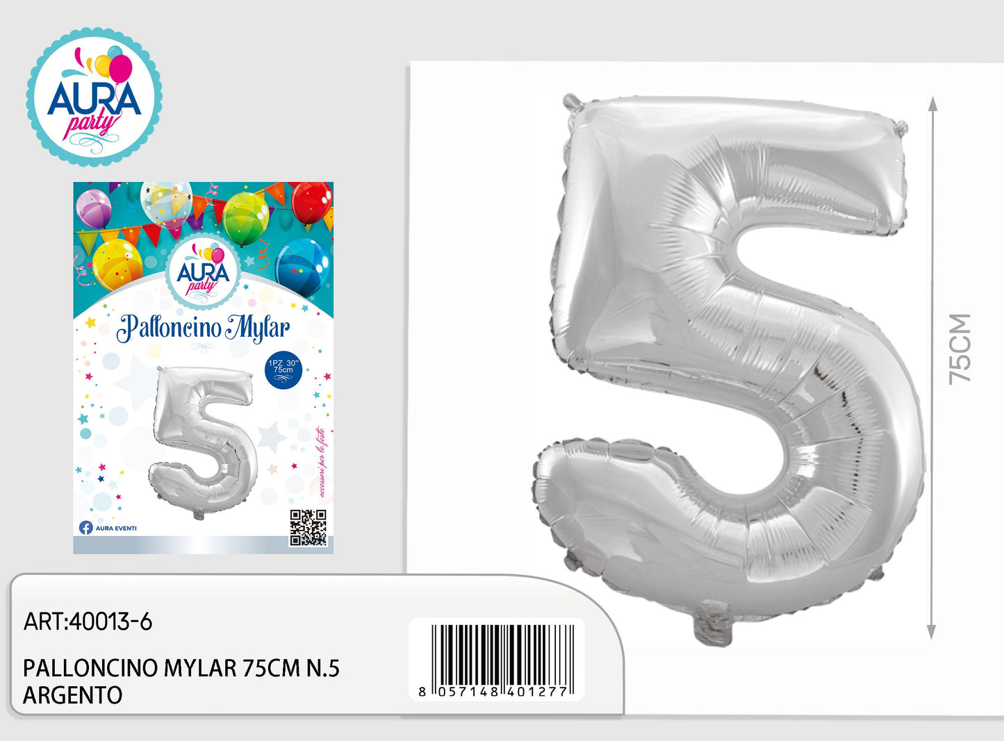 palloncini mylar 32inch n.5 argento