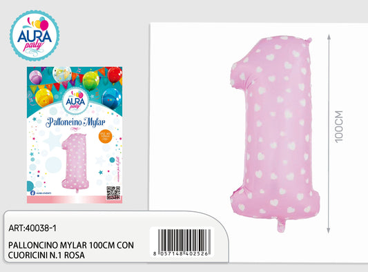 palloncini mylar 40c/cuoricini n1 rosa