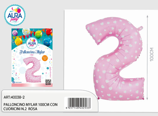 palloncini mylar 40c/cuoricini n2 rosa