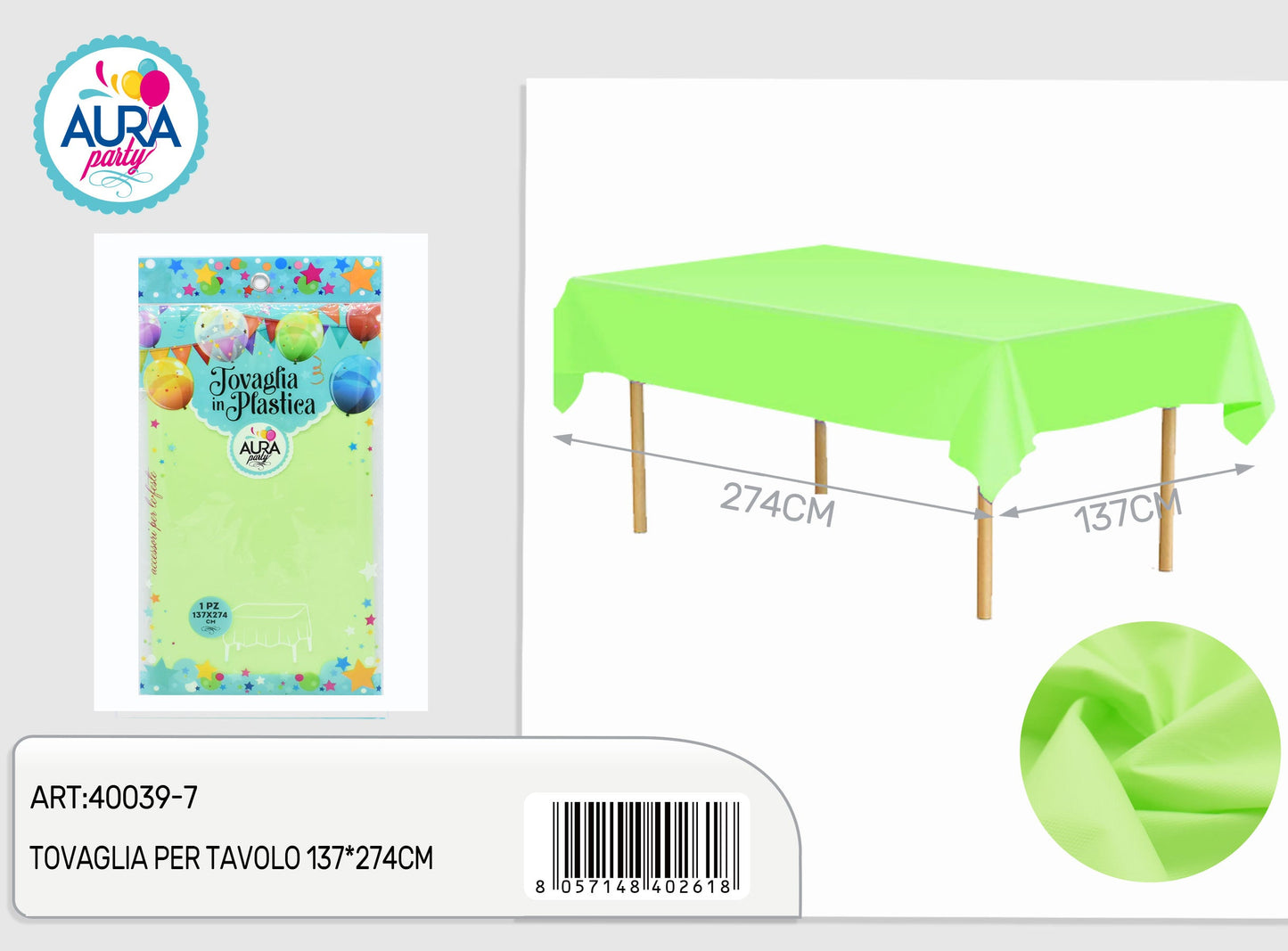 Tovaglia per tavolo 137x274cm verde acido