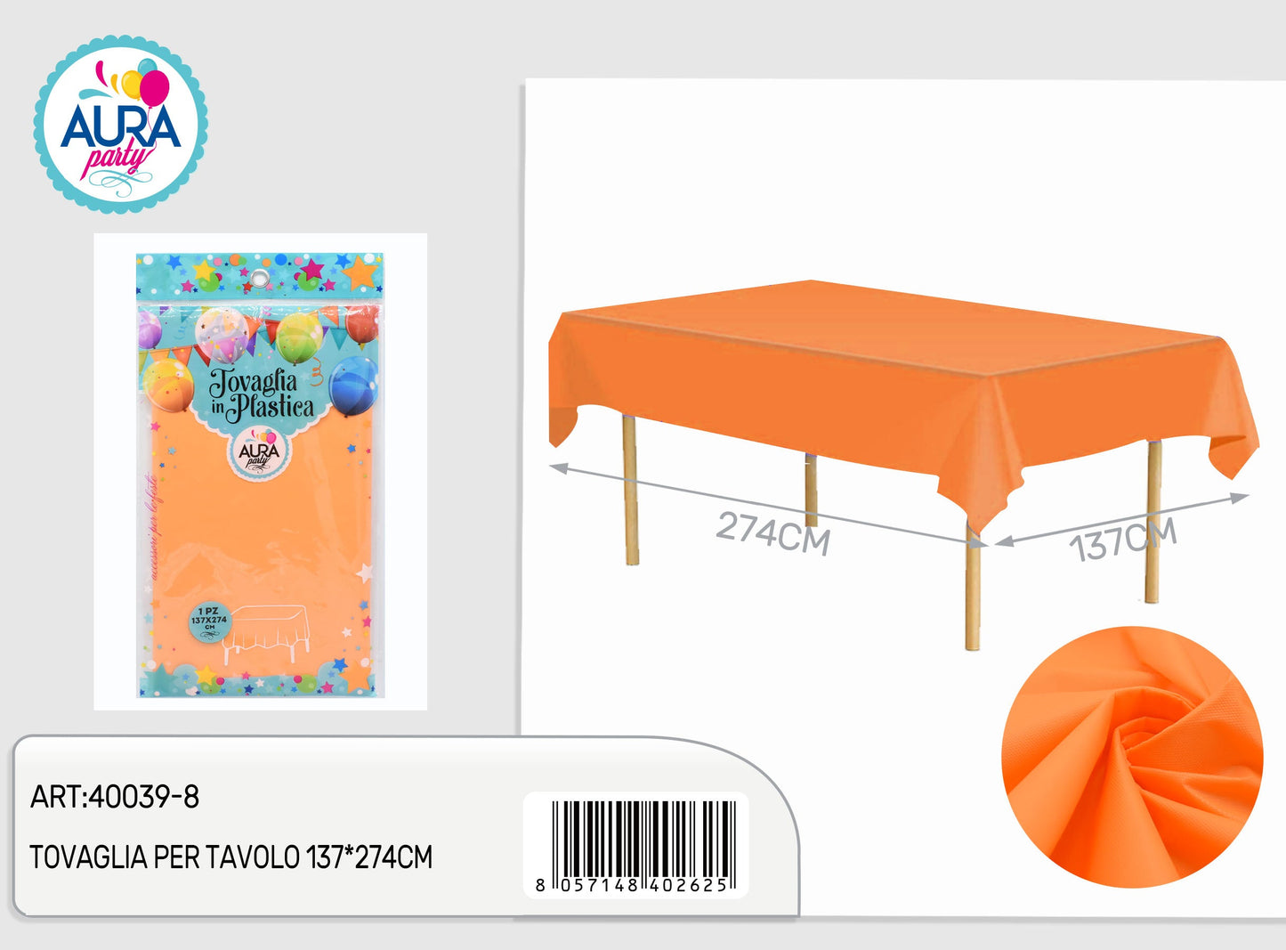 Tovaglia per tavolo 137x274cm arancio