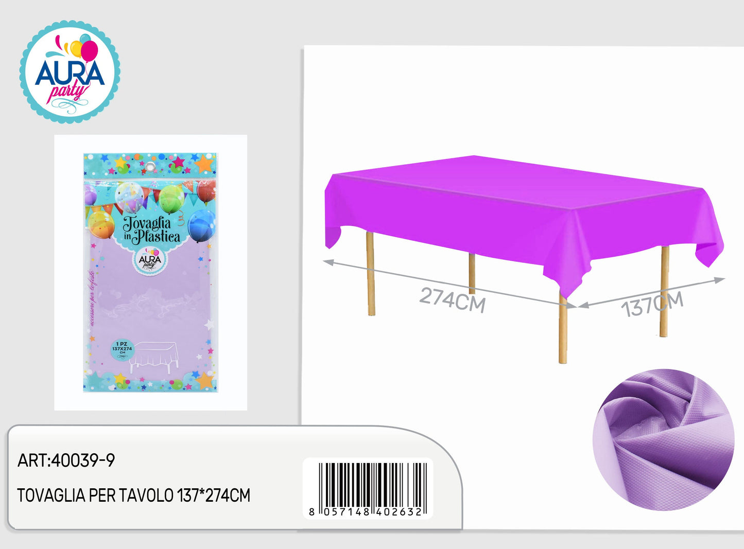 Tovaglia per tavolo 137x274cm lilla