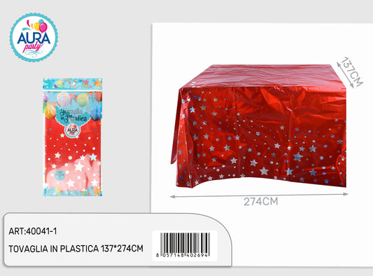 Tovaglia rosso con stelle 137x274cm