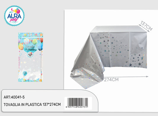Tovaglia argento con stelle 137x274cm