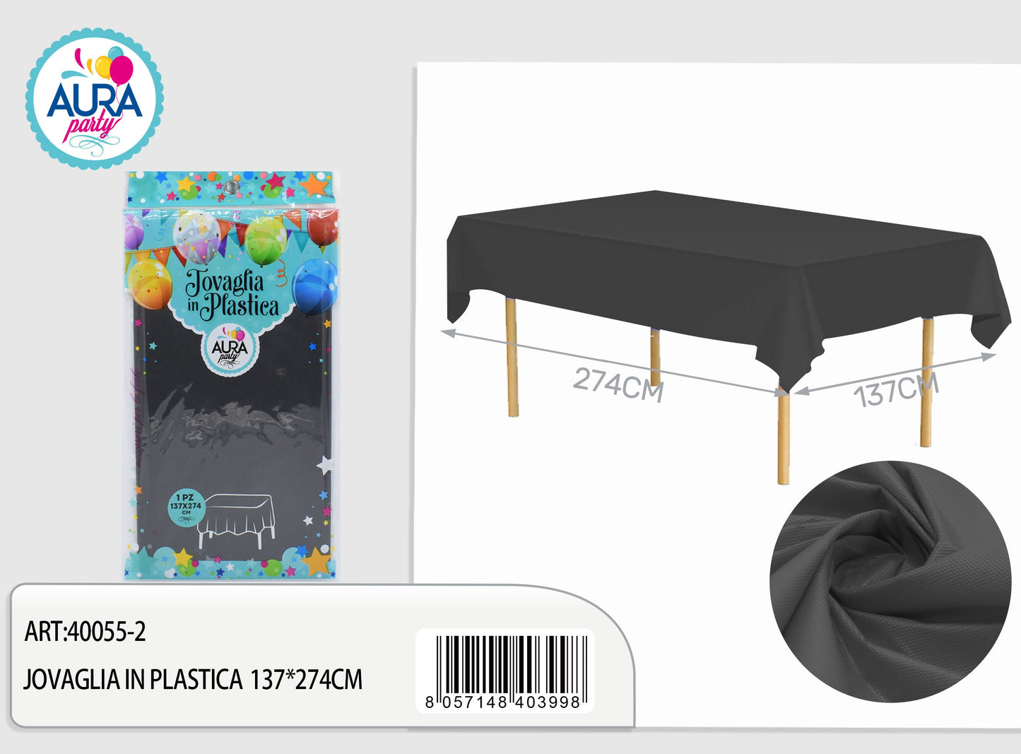 Tovaglia per tavolo 137x274cm nero