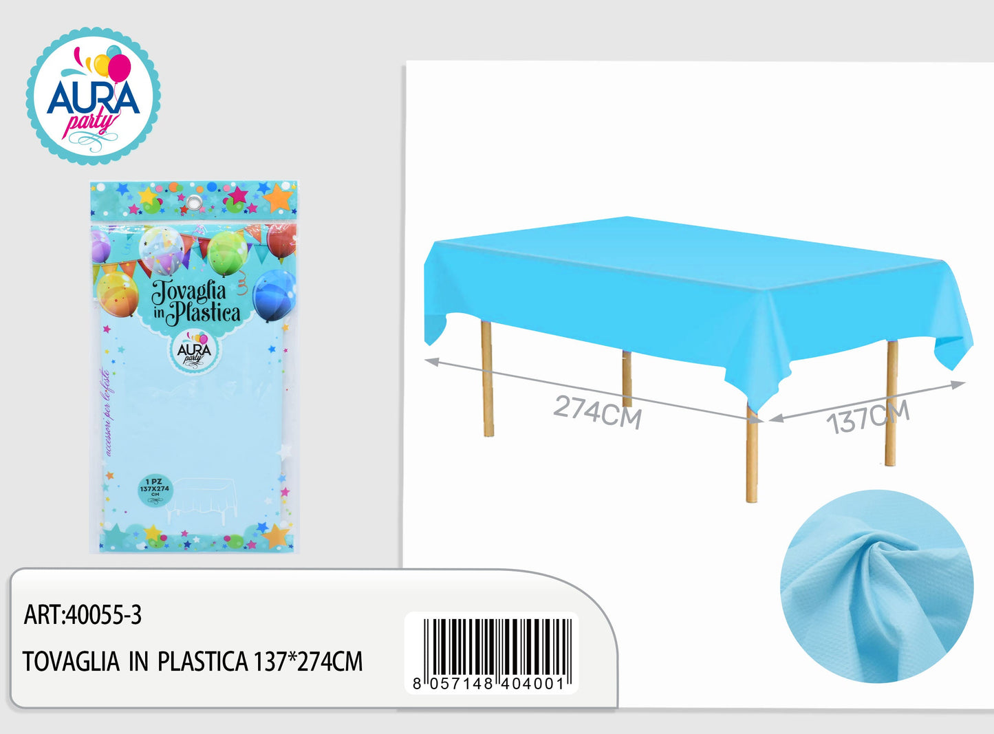 Tovaglia per tavolo 137x274cm celeste