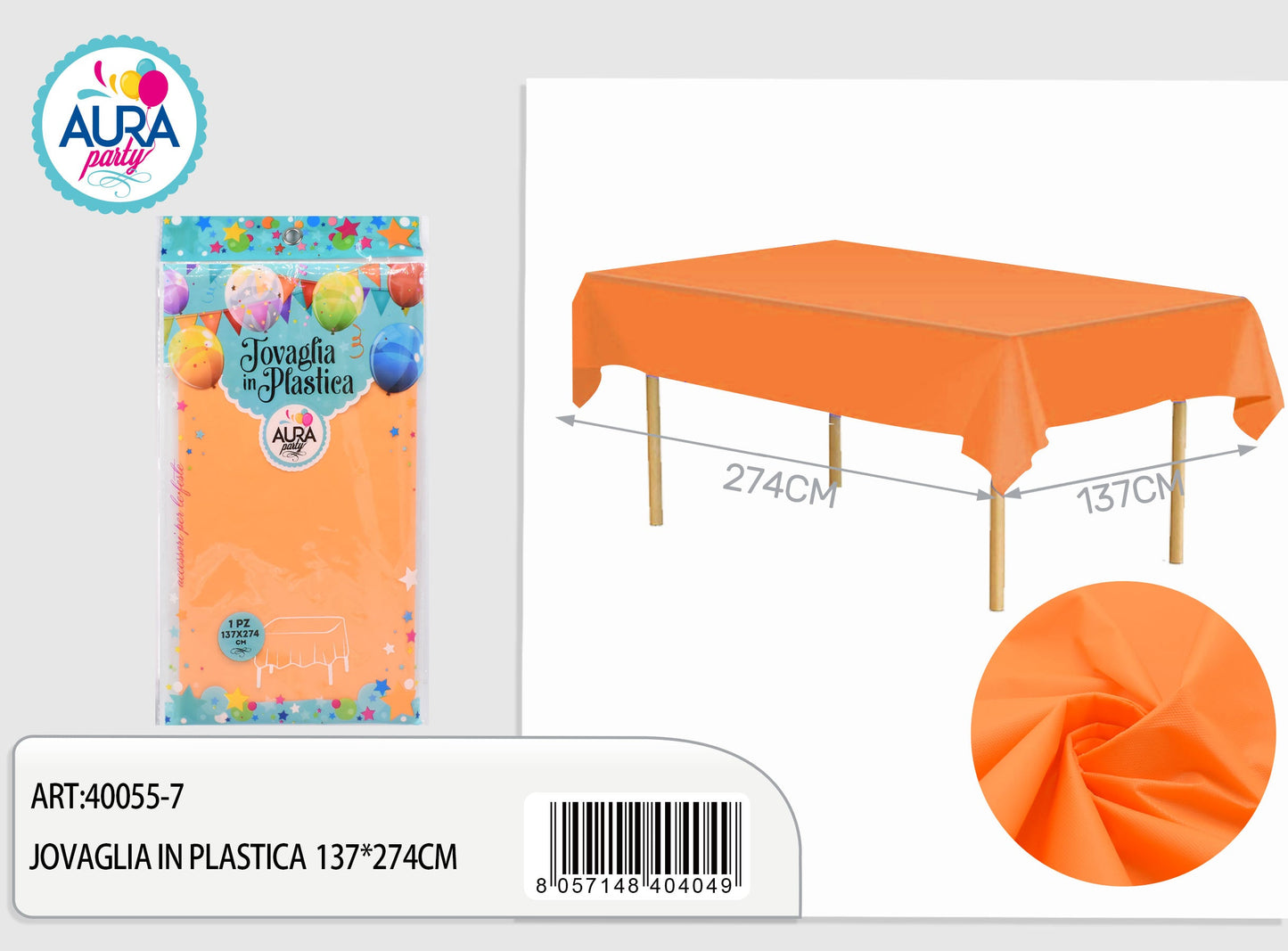 Tovaglia per tavolo 137x274cm arancio