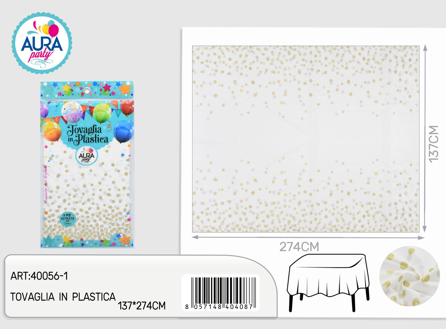 Tovaglia per tavolo 137x274cm bianco oro