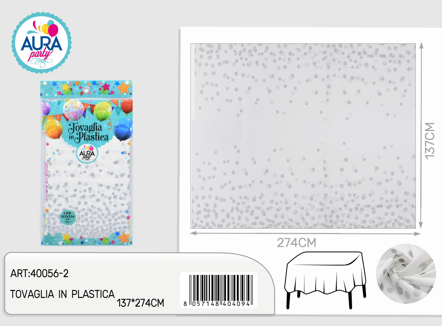 Tovaglia per tavolo 137x274cm bianco argento