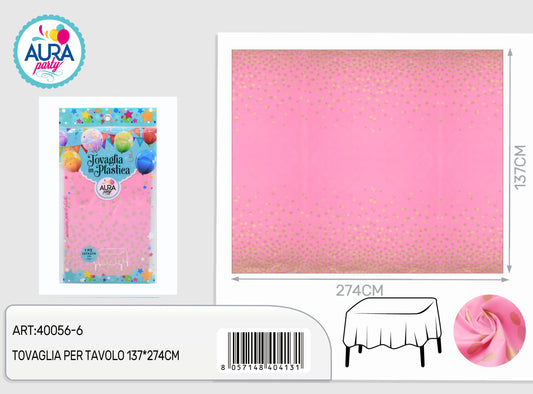 Tovaglia per tavolo 137x274cm rosa e oro