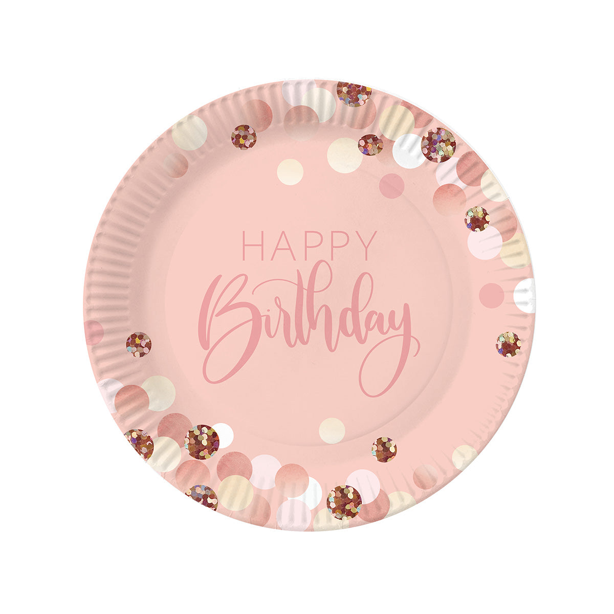 8 piatti happy birthday 20cm rosa
