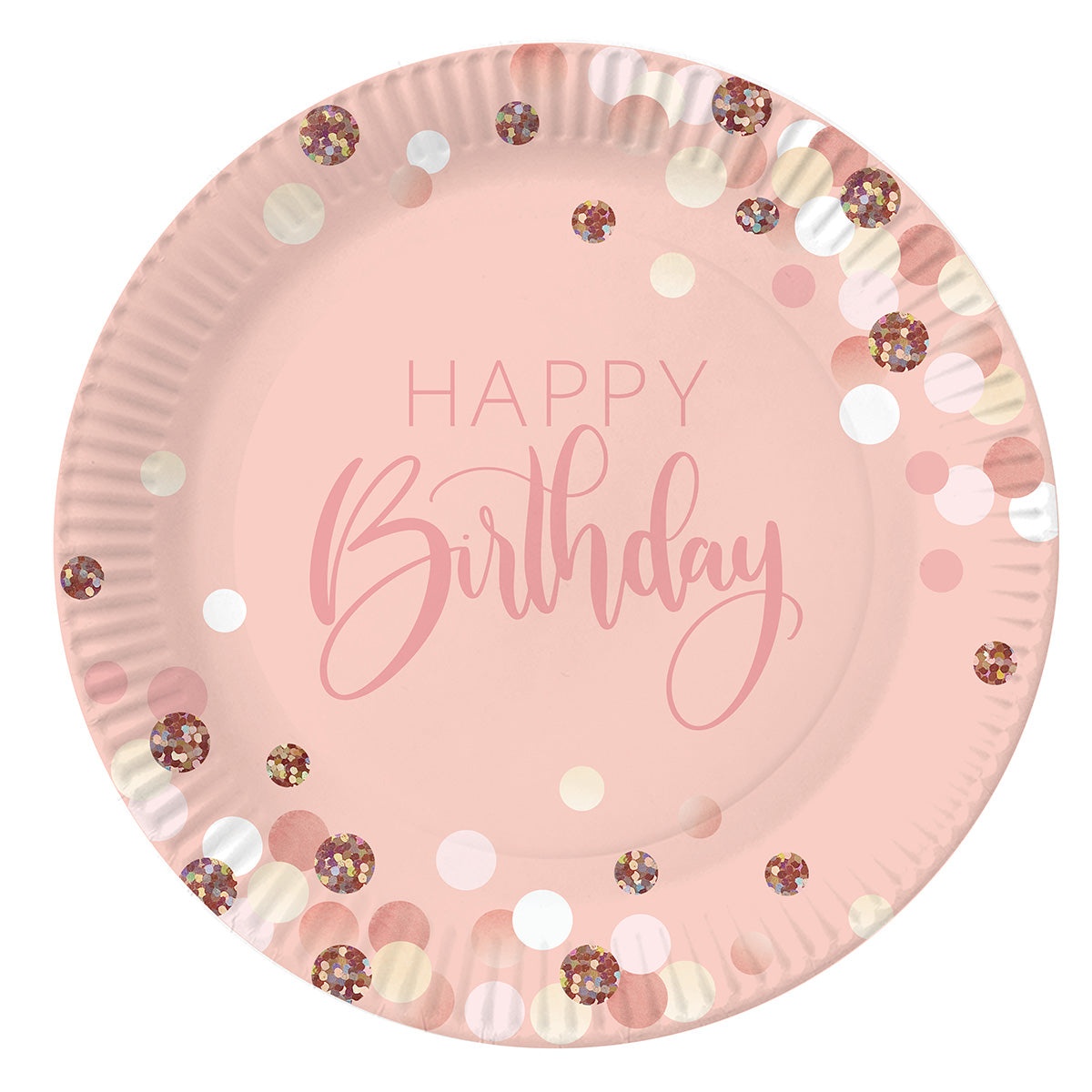 8 piatti happy birthday 23cm rosa