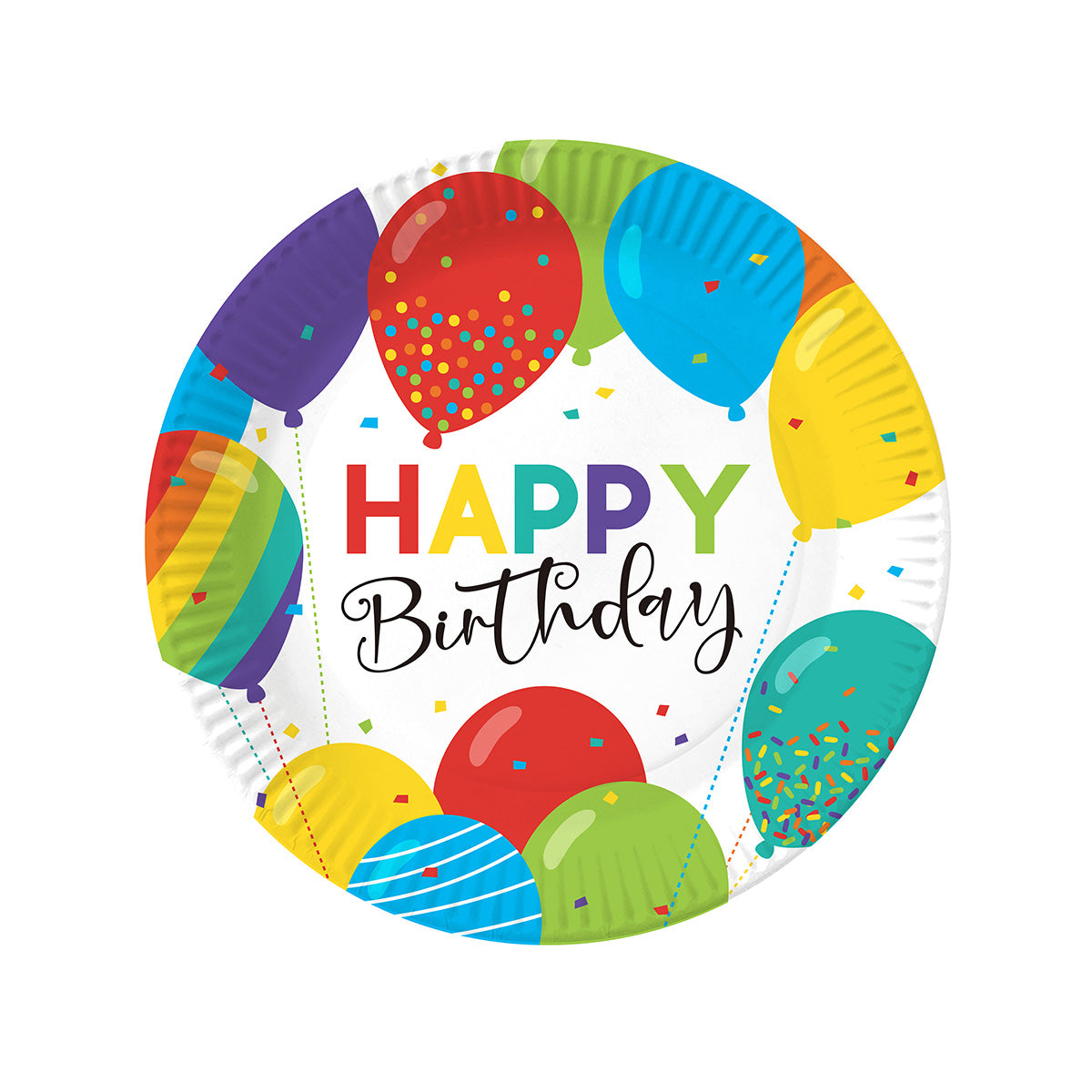 8 piatti happy birthday 20cm multicolore