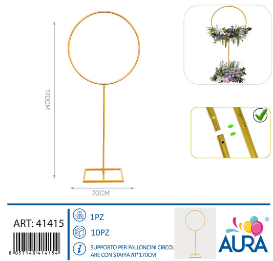 Supporto per palloncini circolare con staffa 70x170cm oro