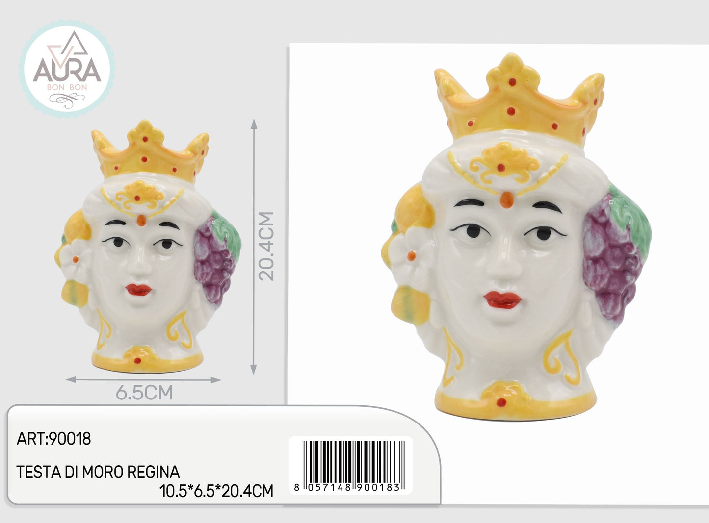 Testa di Moro Regina in porcellana 10x7x12,5cm (misura piccola)