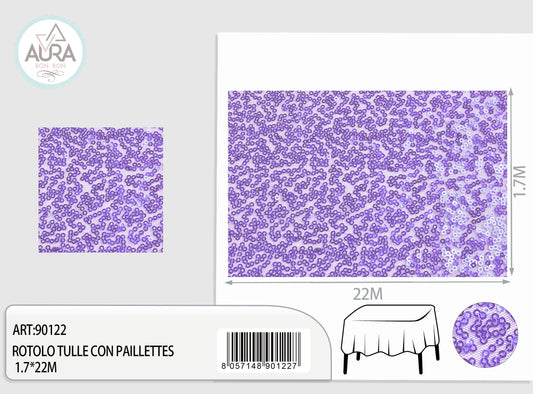Tulle con paillettes 1,7m di larghezza lilla