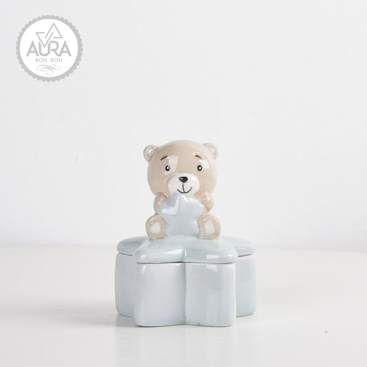 Orsetto portagioie celeste 8,5x8,5x10cm