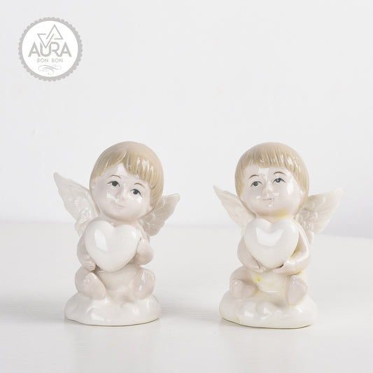 Angioletto con cuore 7,5x6,5x10cm