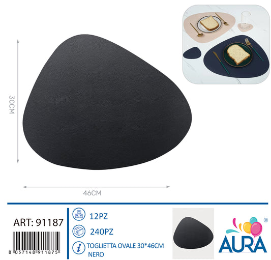 Tovaglietta ovale 30x46cm nero