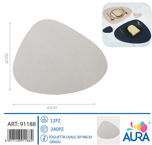 Tovaglietta ovale 30x46cm grigio