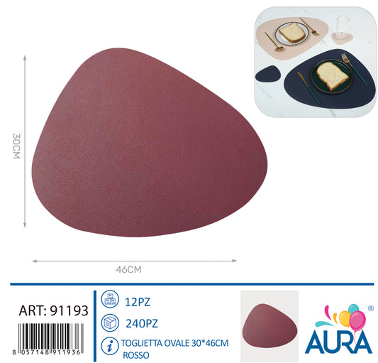 Tovaglietta ovale 30x46cm rosso