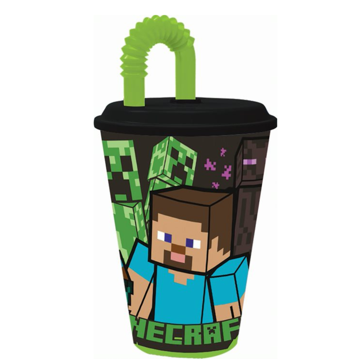 Bicchiere con cannuccia 430 ml Minecraft
