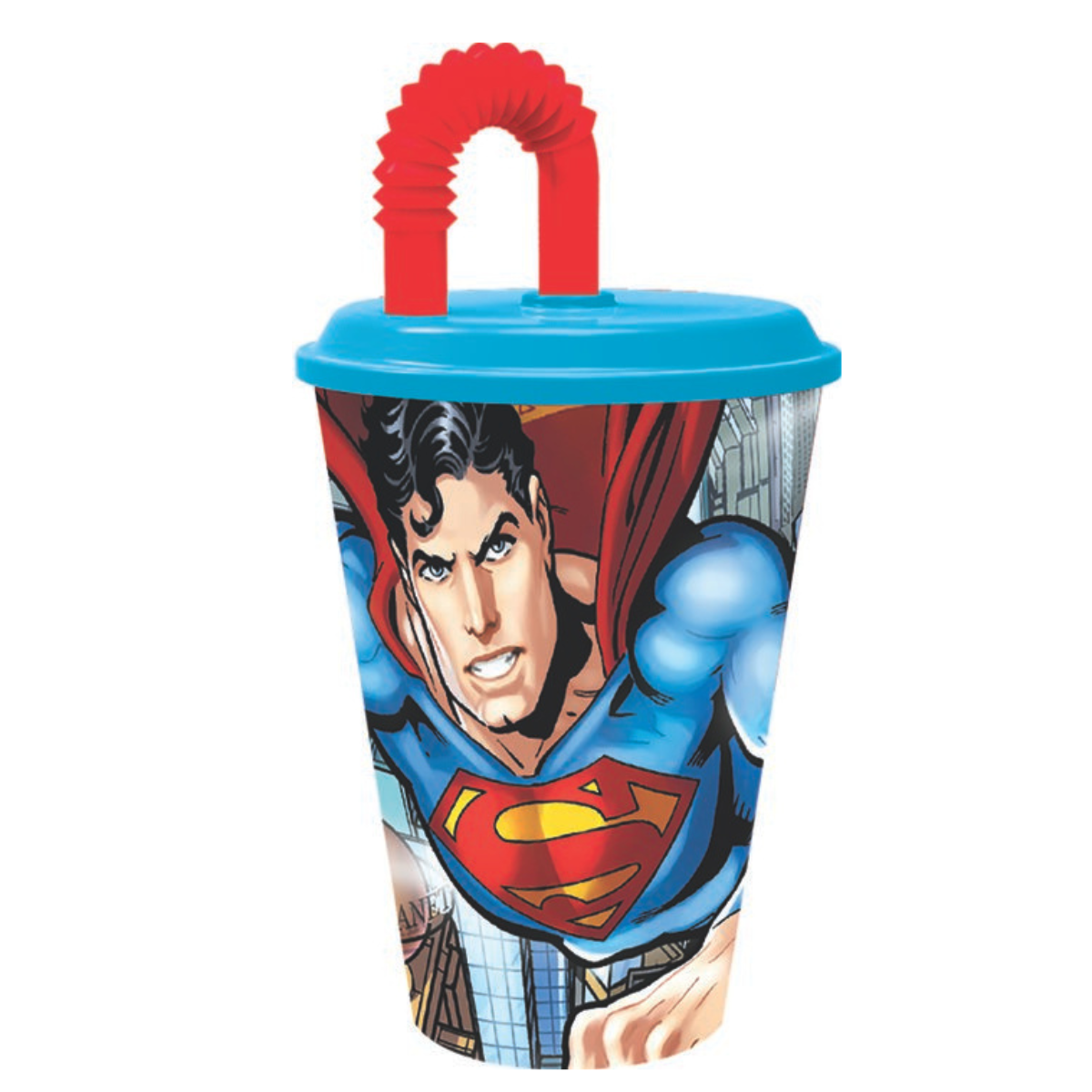 Bicchiere con cannuccia 430 ml Superman
