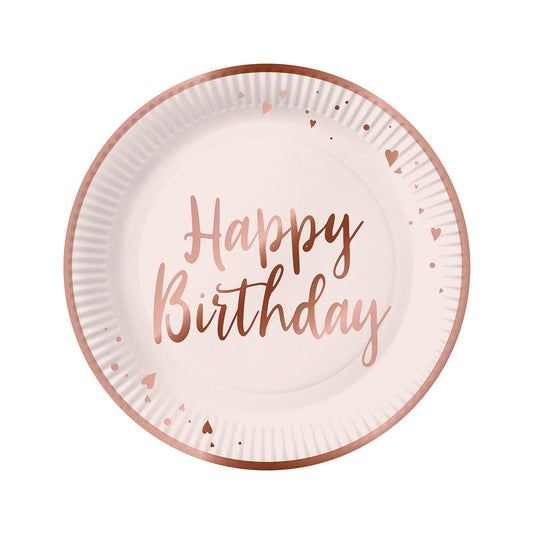 8 piatti happy birthday rosa 20cm