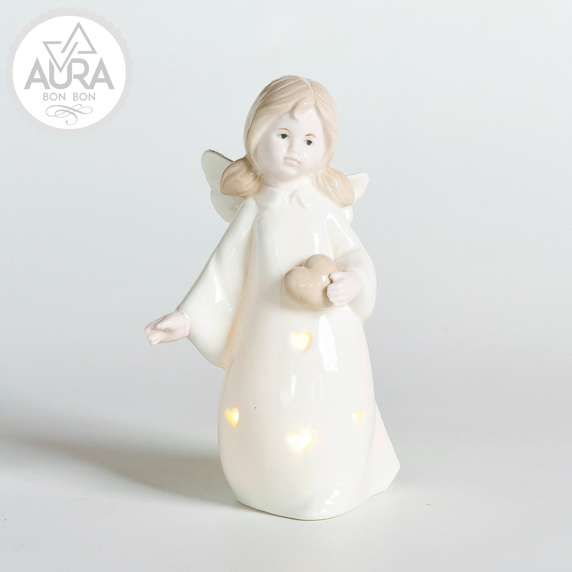 Angelo in porcellana con luce