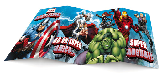 biglietto Avengers fisarmonica con glitter