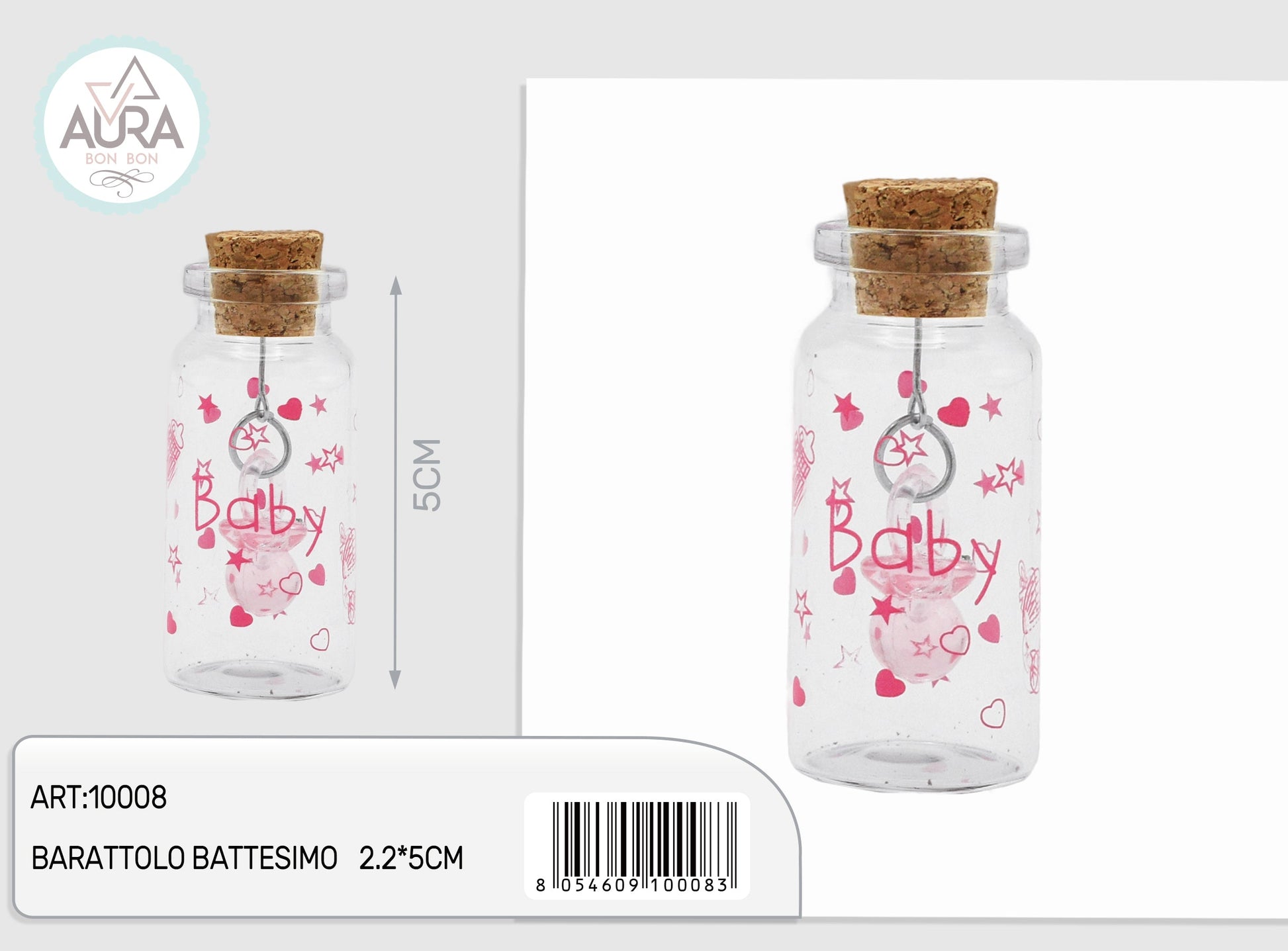 Barattolo vetro baby con ciuccio