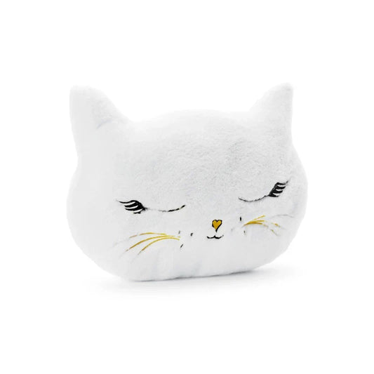 Cuscino gattino bianco in peluche 42x32cm