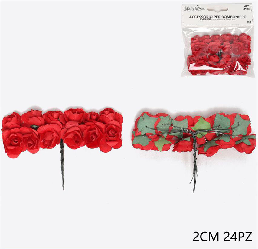 Rose finte rosse 2cm 24pz
