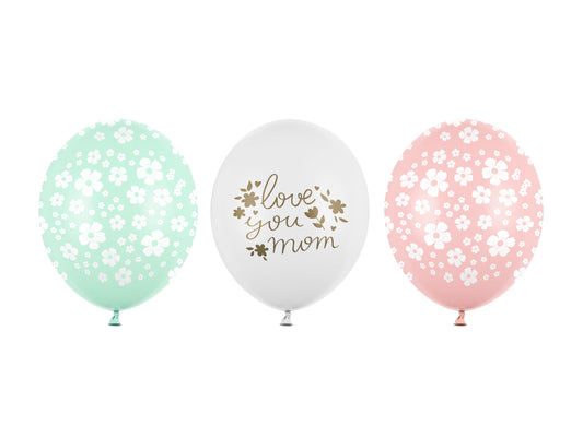 Palloncini in lattice 30cm "love you mom" assortiti 50pz