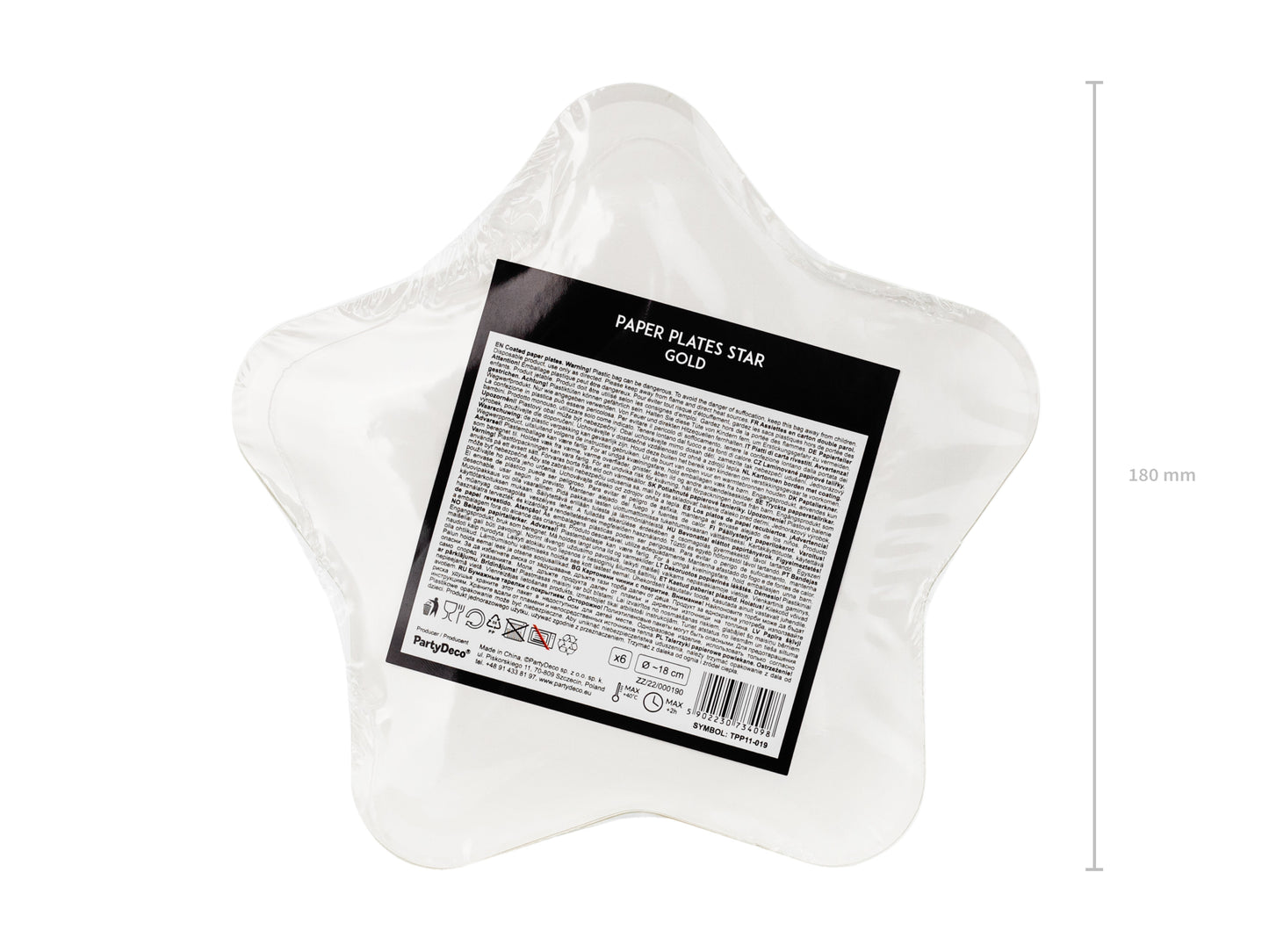 Piatti di carta stella oro 18cm 6pz