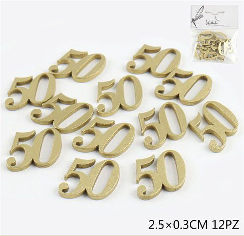 Tag in legno color oro 50 2,5cm 12pz