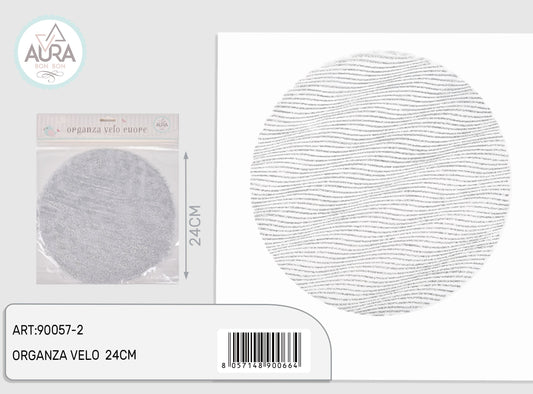 Velo in organza 25pz bianco e argento