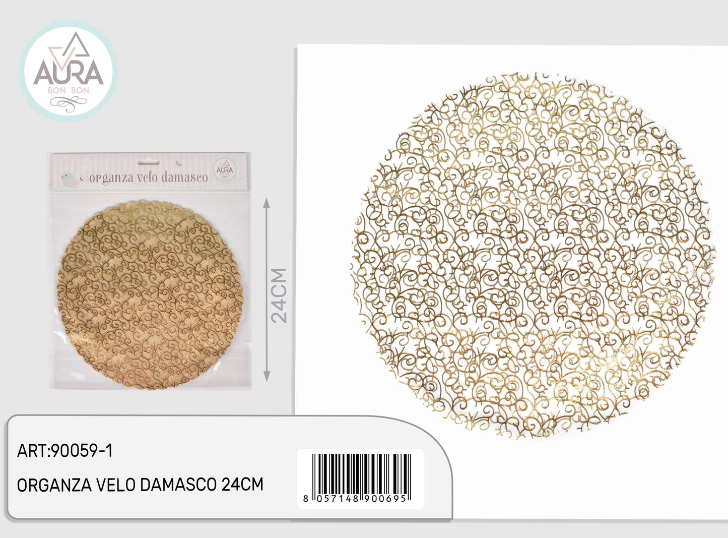 Velo in organza damascato oro 12pz