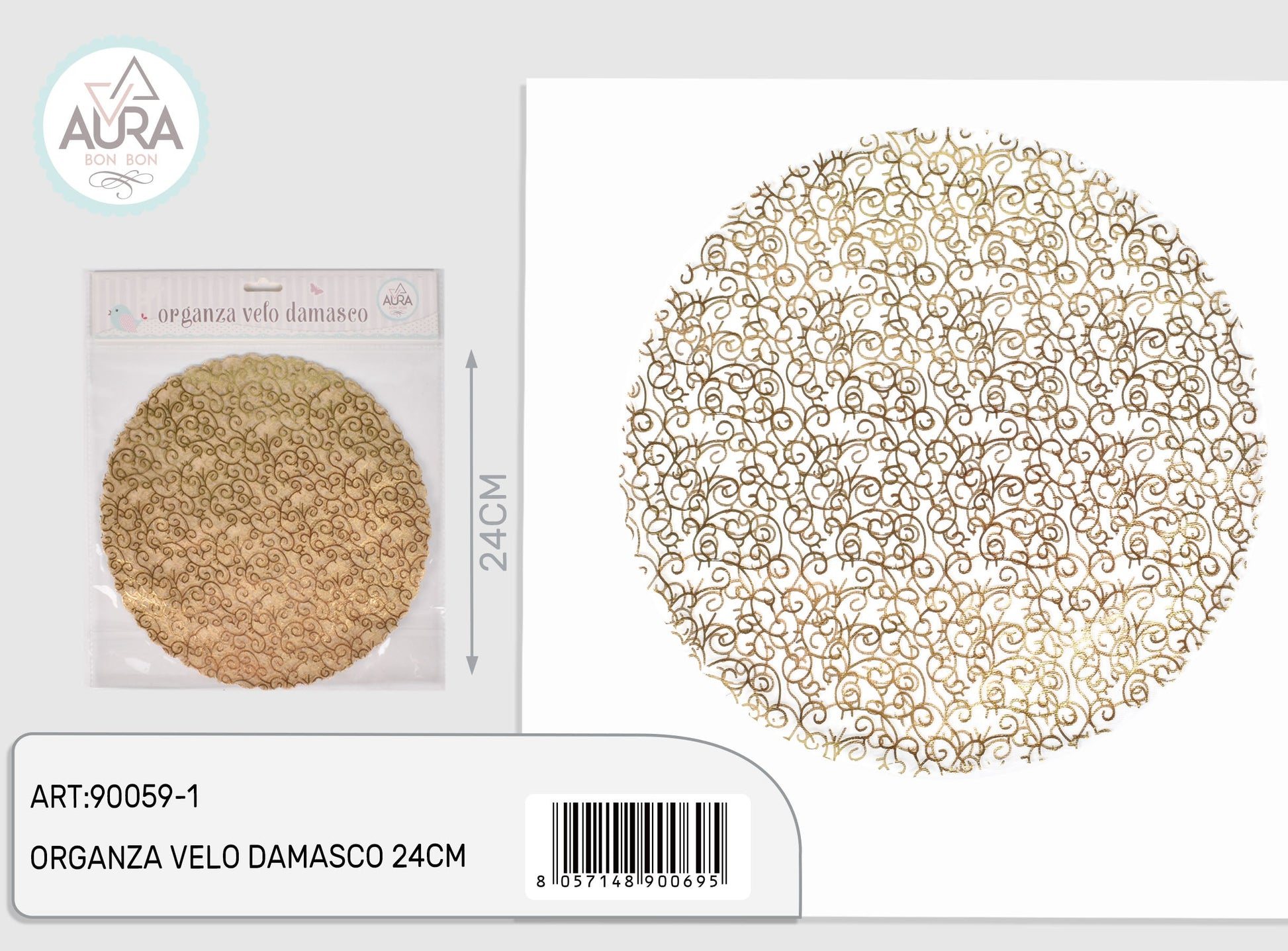 Velo in organza damascato oro 12pz