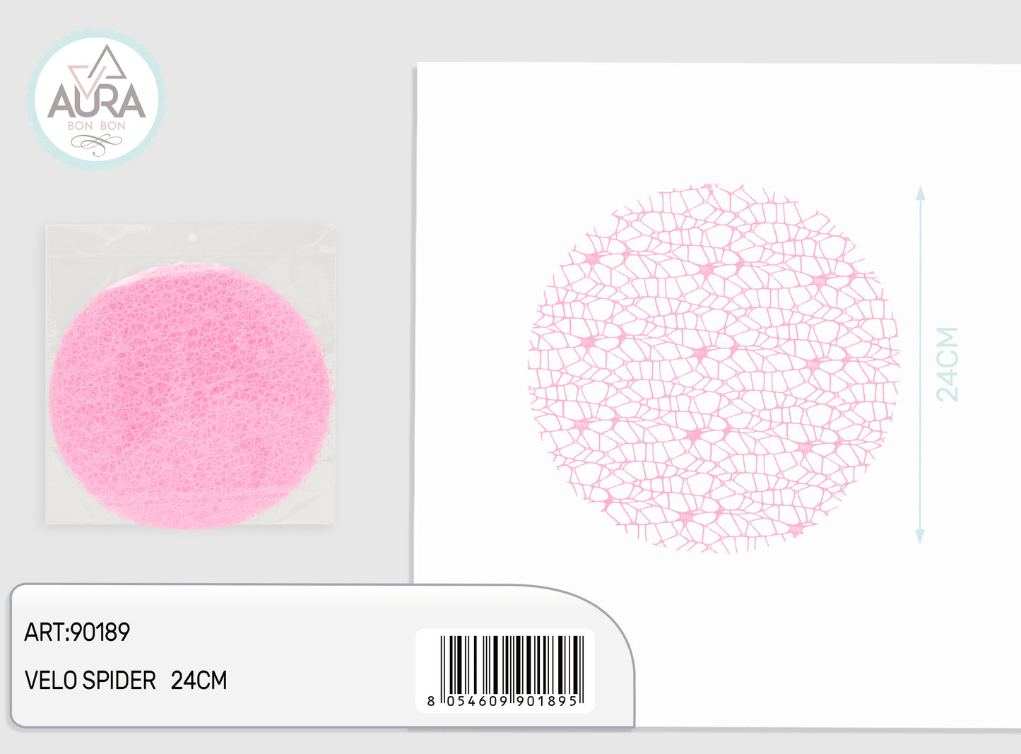 Velo spider 24cm 25pz rosa