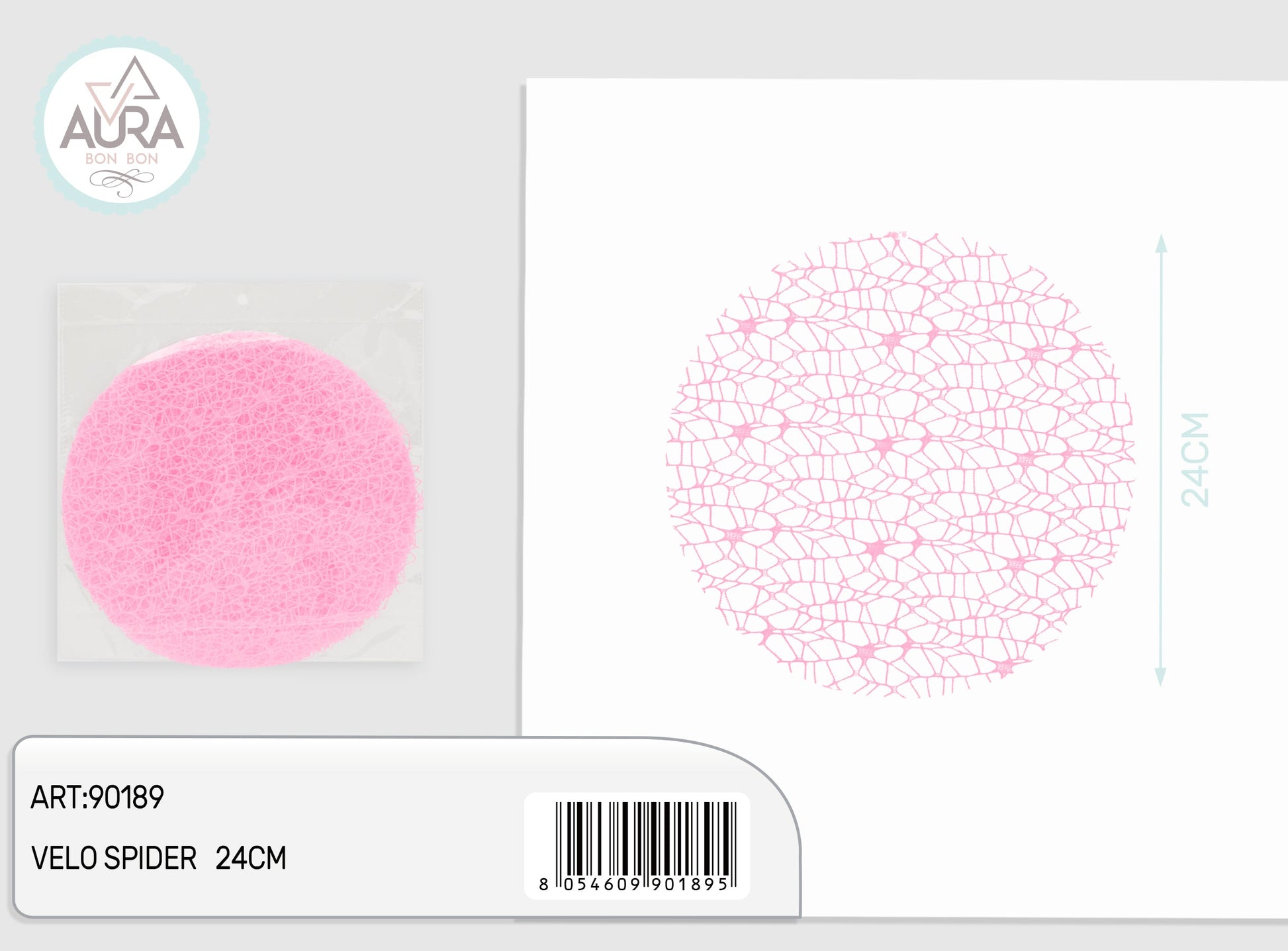Velo spider 24cm 25pz rosa