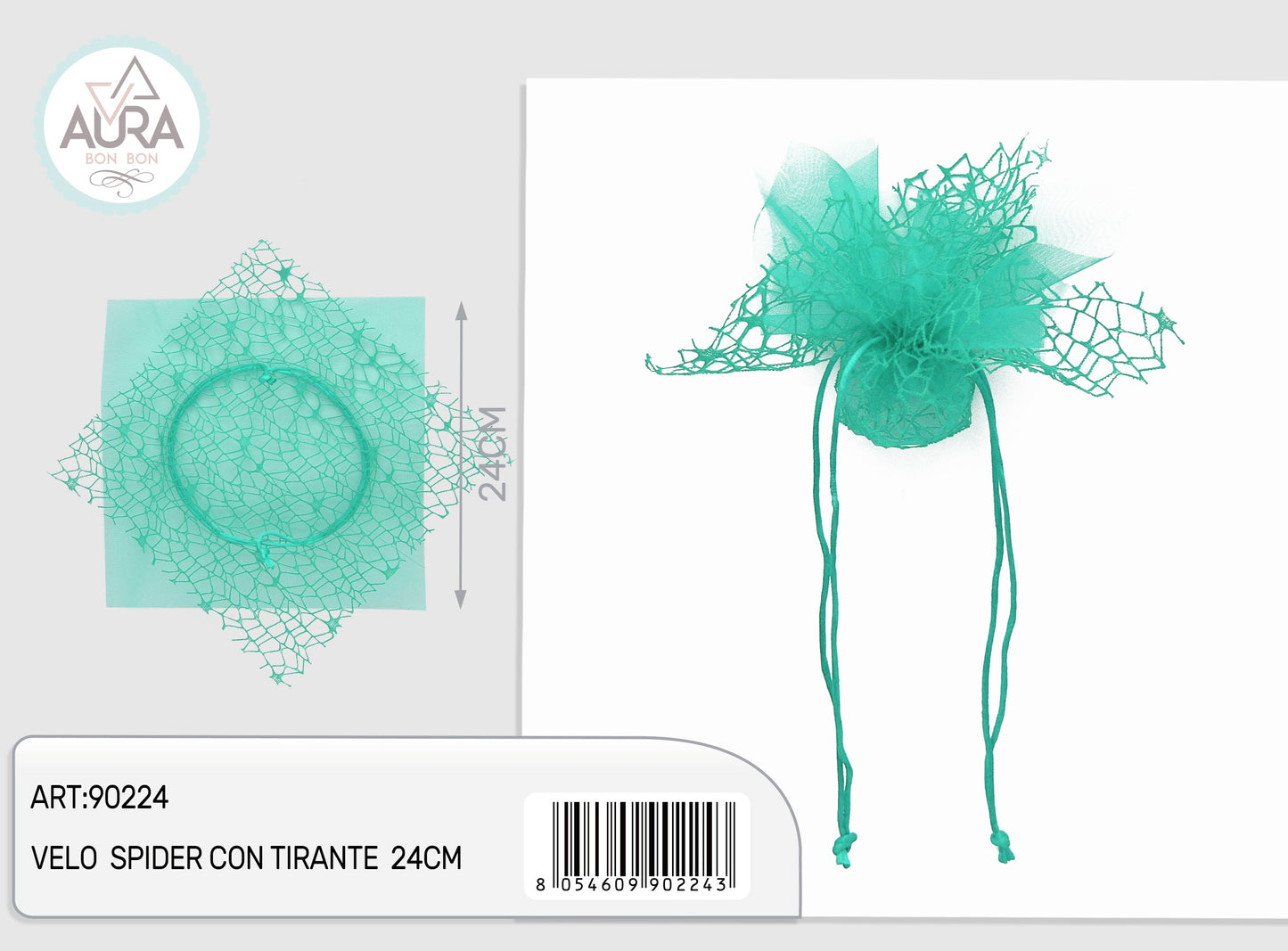 Velo spider con tirante 24cm verde tiffany