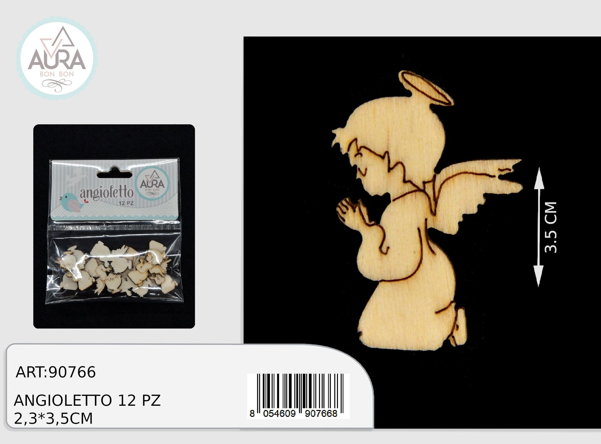 angioletto  decorazione in legno 12pz