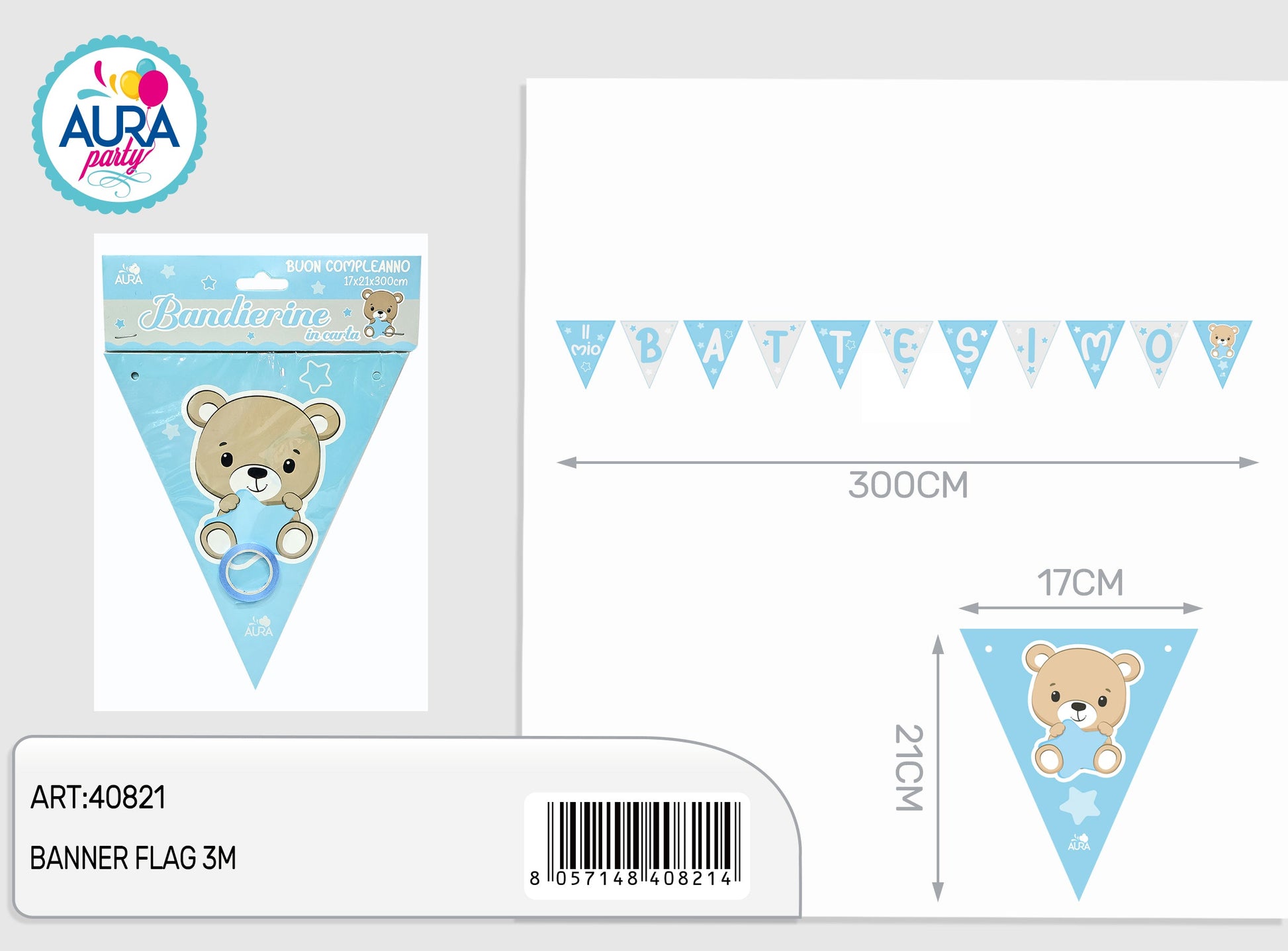 bandierine orsetto azzurro battesimo