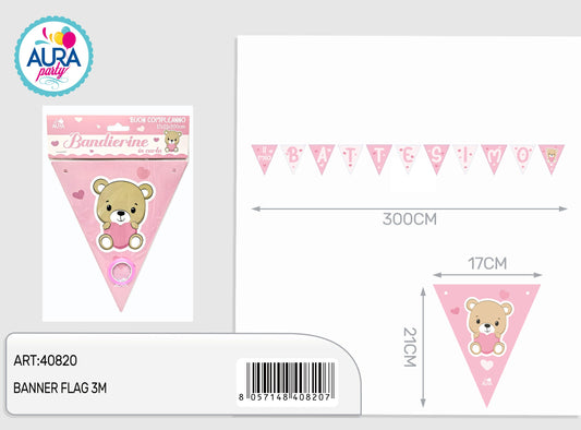 bandierine orsetto rosa battesimo