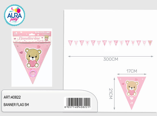 bandierine orsetto rosa compleanno