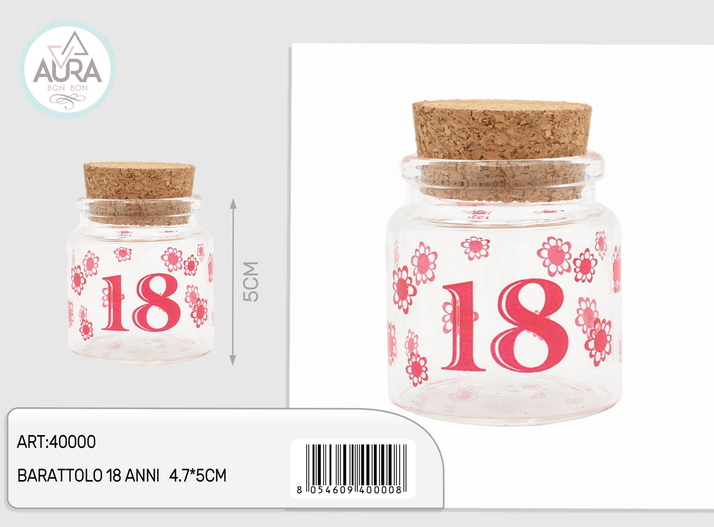 barattolino per confetti 18 anni