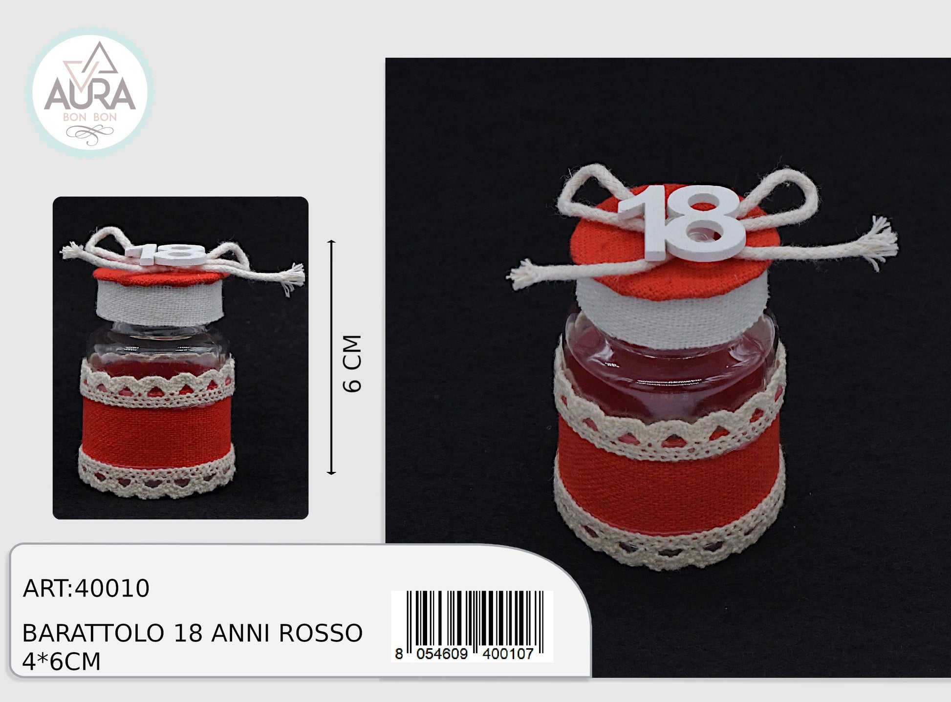 barattolo 18 anni 4x6cm rosso