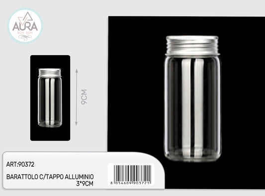 barattolo in vetro con tappo alluminio 3x9cm