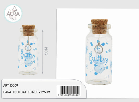 barattolo vetro baby azzurro con ciuccio